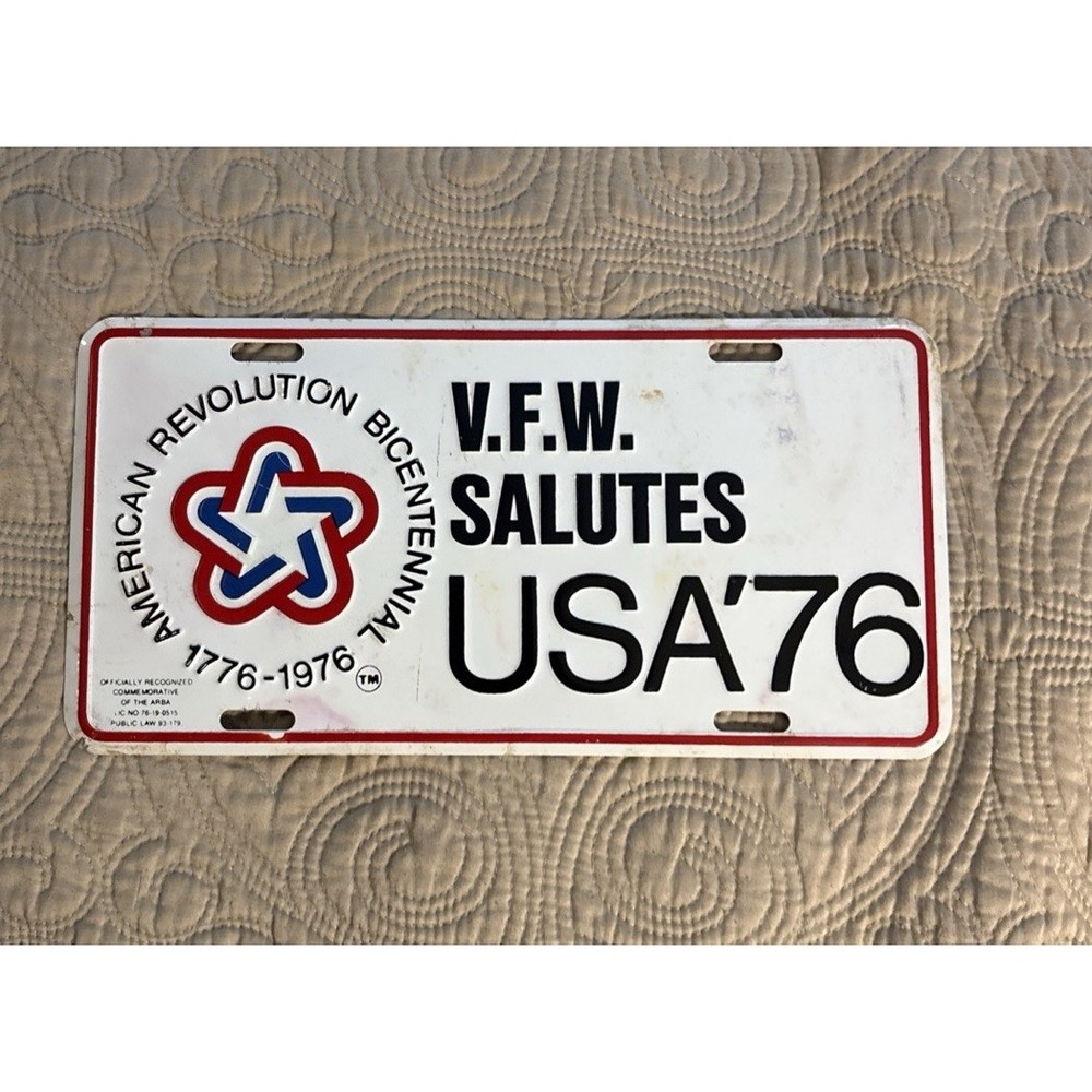 VFW Salutes USA 76 License Plate Veterans of Foreign wars Bicentennial